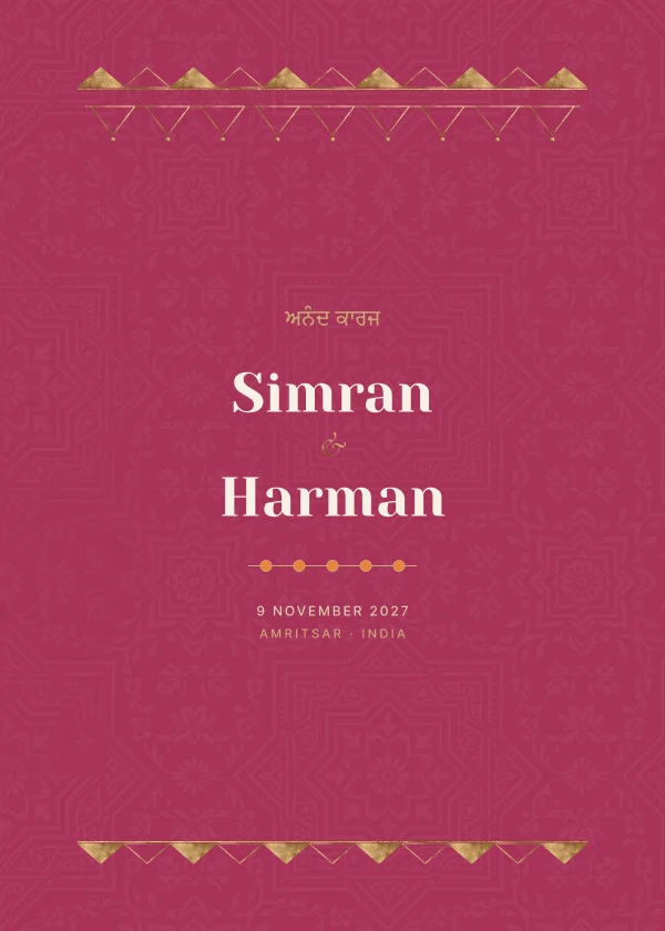 Punjabi Phulkari wedding invitation template